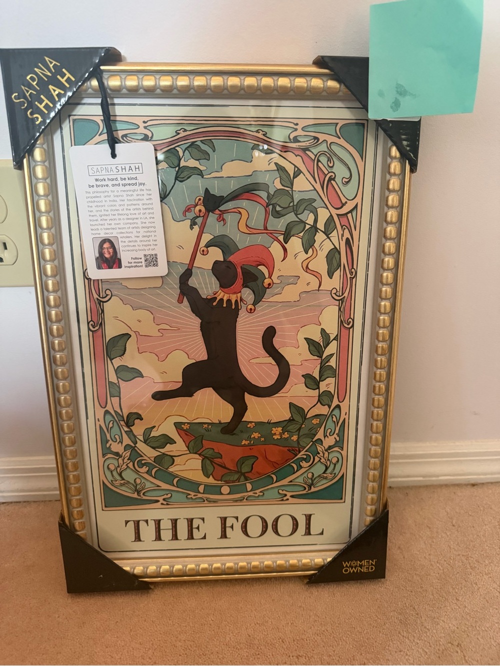Sapna Shah Gold Framed The Fool Tarot Card Wall Hanging Picture